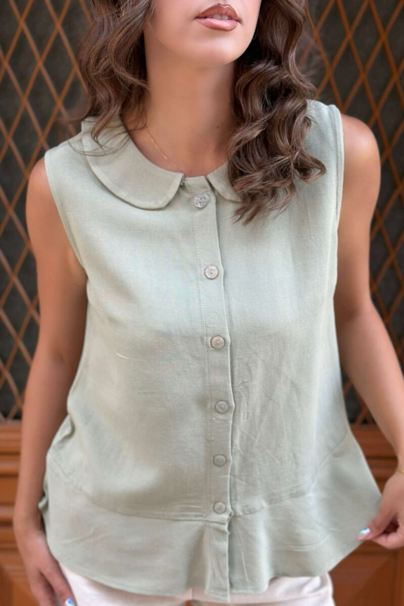 BUTTONS SIMPLE ONE COLOR WOMAN VEST MINT/MENTE - 3