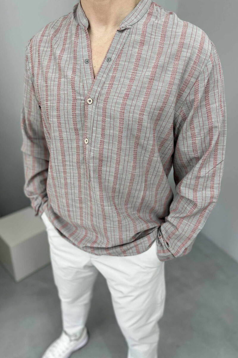 BUTTONS STRIPED MEN SHIRT LIGHT GREY/GZ - 2