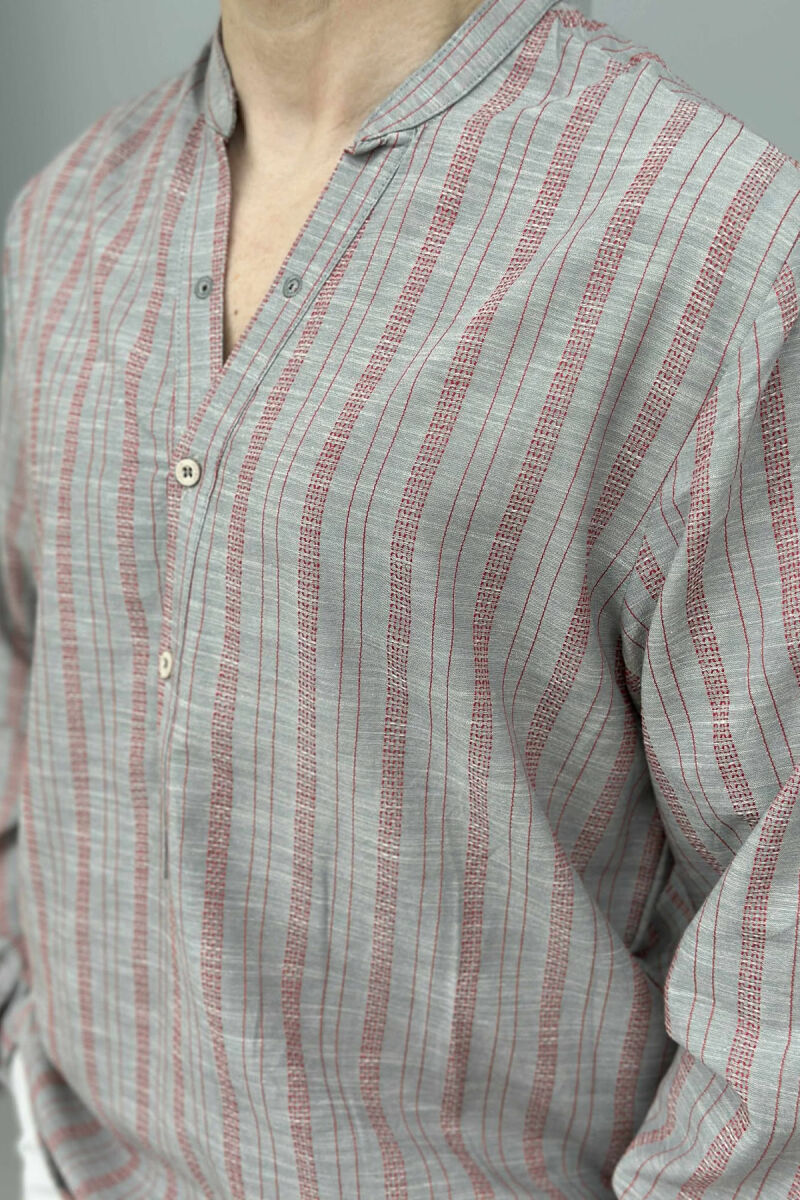 BUTTONS STRIPED MEN SHIRT LIGHT GREY/GZ - 4