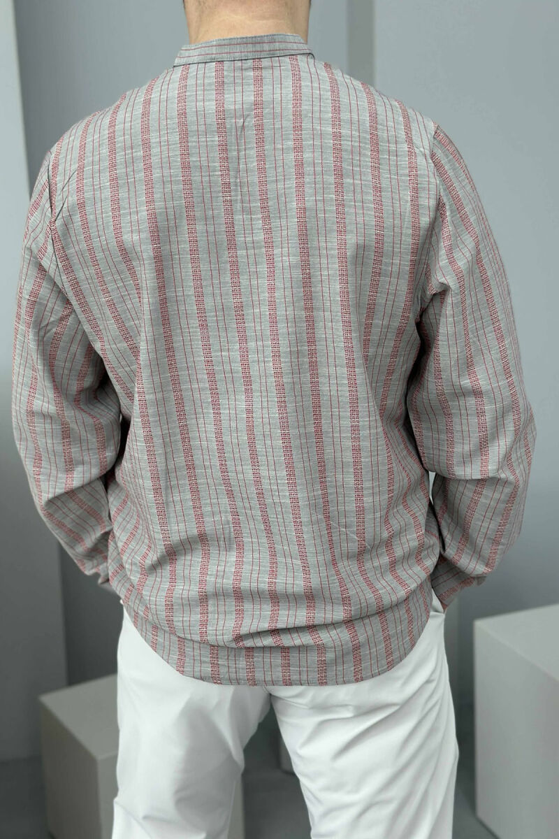 BUTTONS STRIPED MEN SHIRT LIGHT GREY/GZ - 5