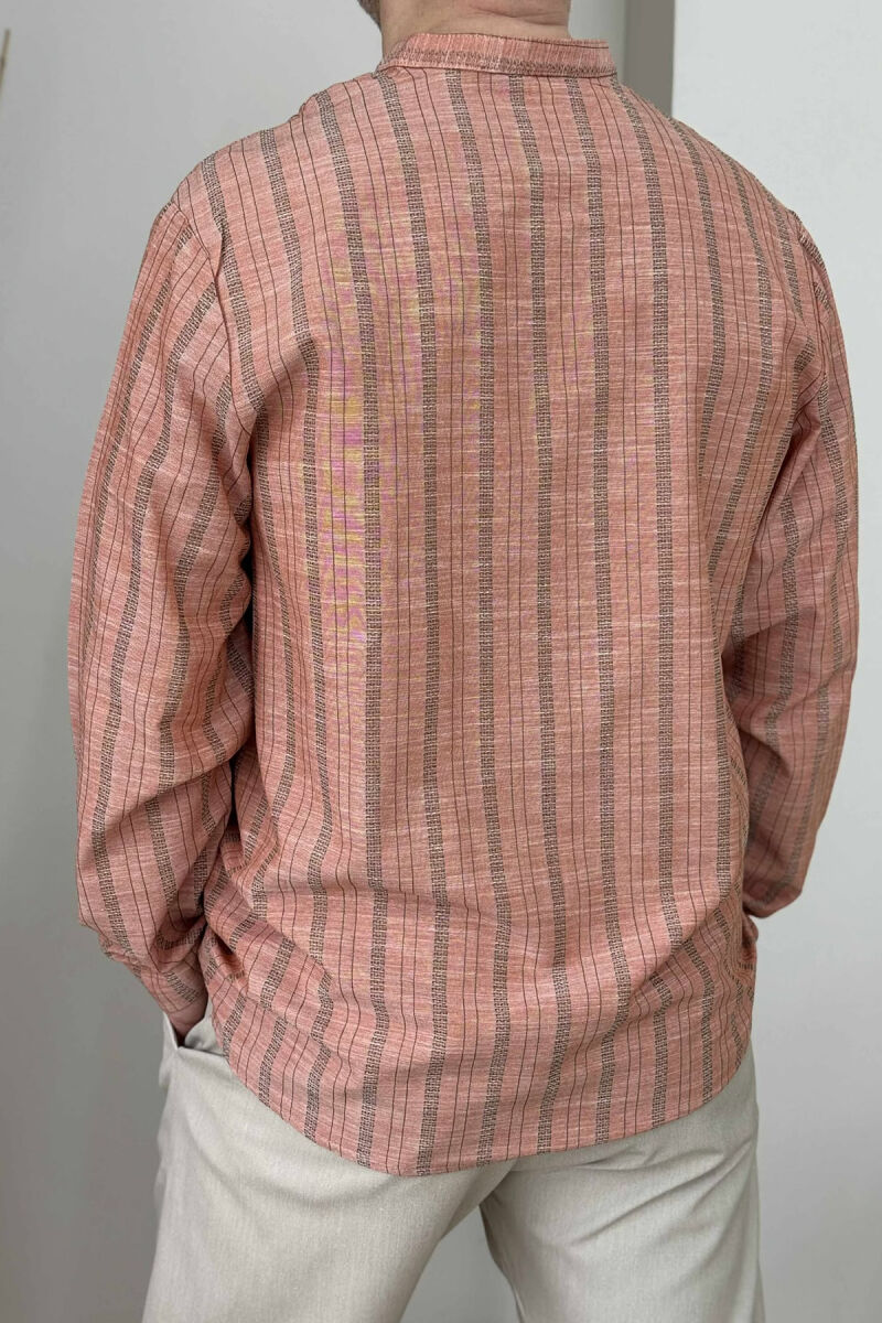 BUTTONS STRIPED MEN SHIRT SALMON/SALMON - 4