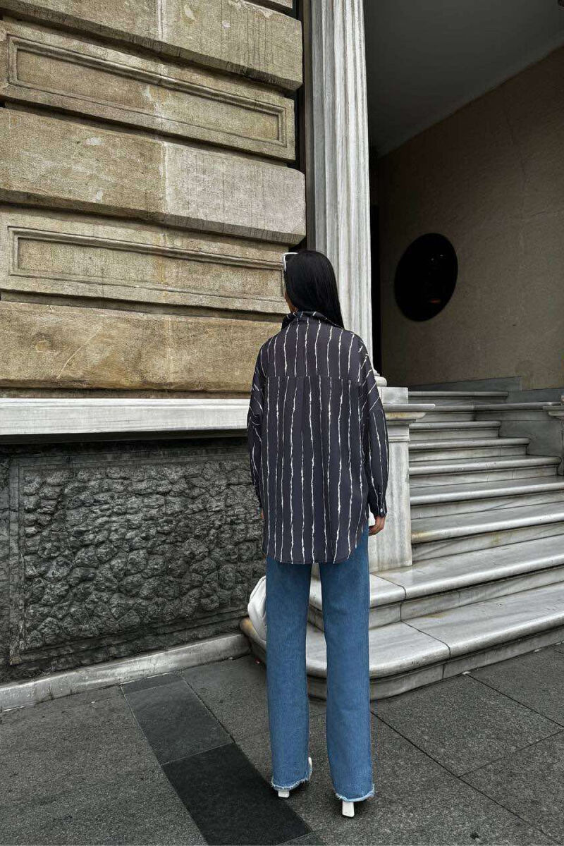 BUTTONS STRIPED WOMEN SHIRT DARK GREY/GEE - 3