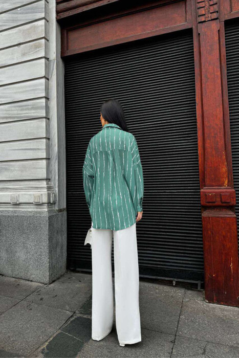 BUTTONS STRIPED WOMEN SHIRT GREEN/JESHILE - 3