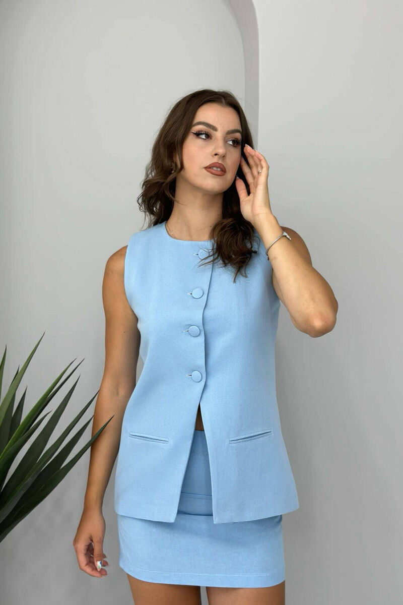 BUTTONS VEST AND SKIRT WOMAN SET BABY BLUE/BLU BY - 6
