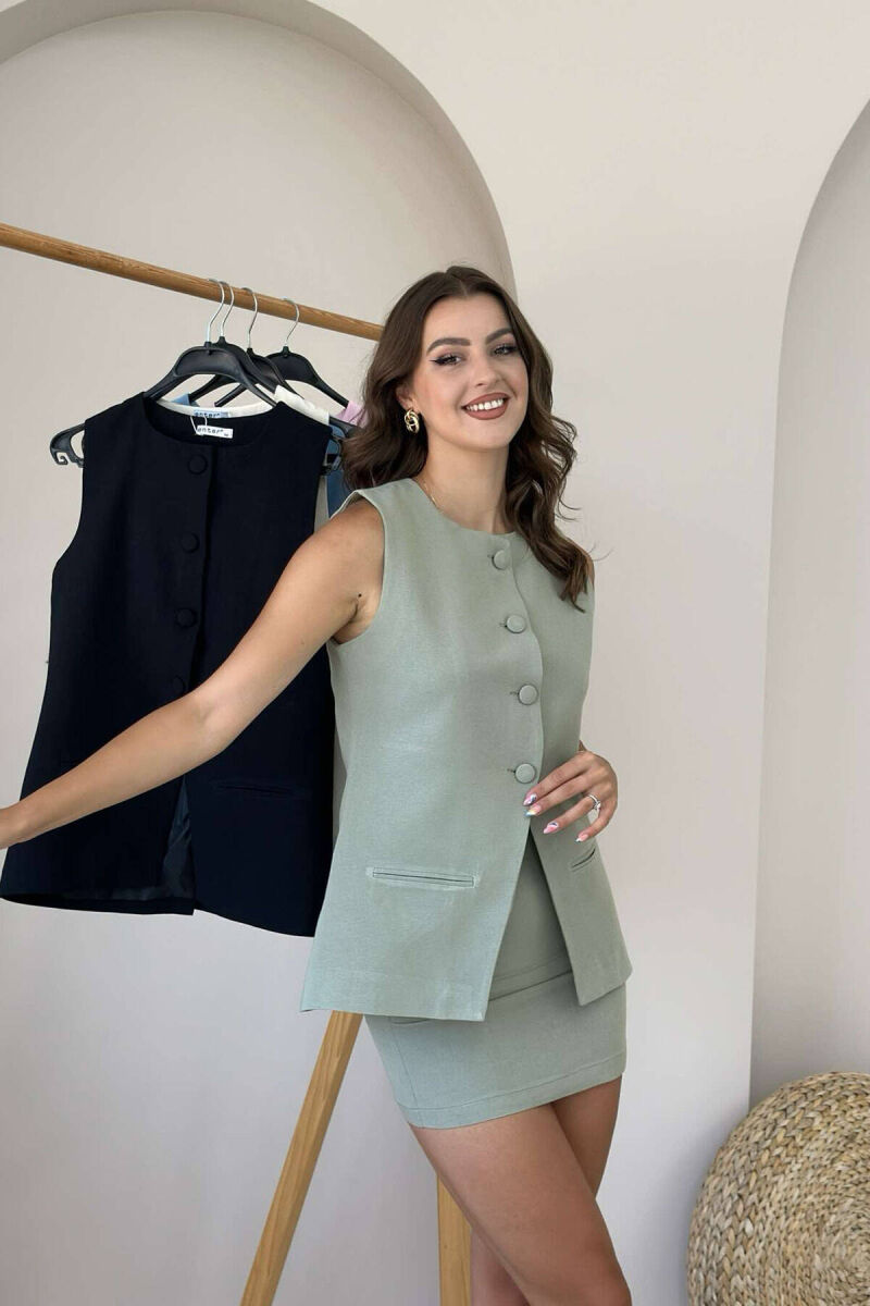 BUTTONS VEST AND SKIRT WOMAN SET MINT/MENTE - 1