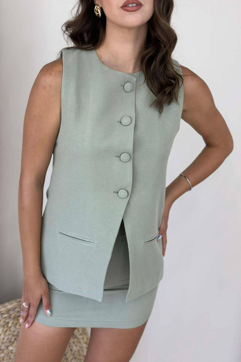 BUTTONS VEST AND SKIRT WOMAN SET MINT/MENTE - 4