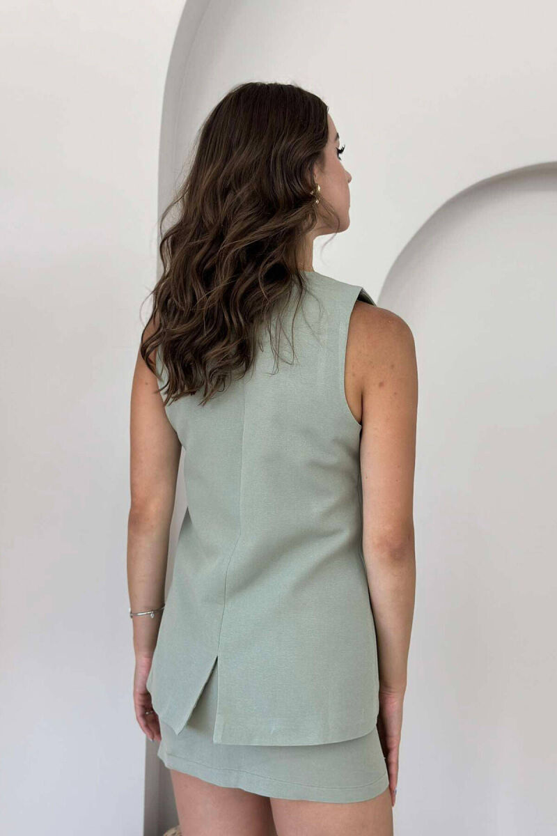 BUTTONS VEST AND SKIRT WOMAN SET MINT/MENTE - 6