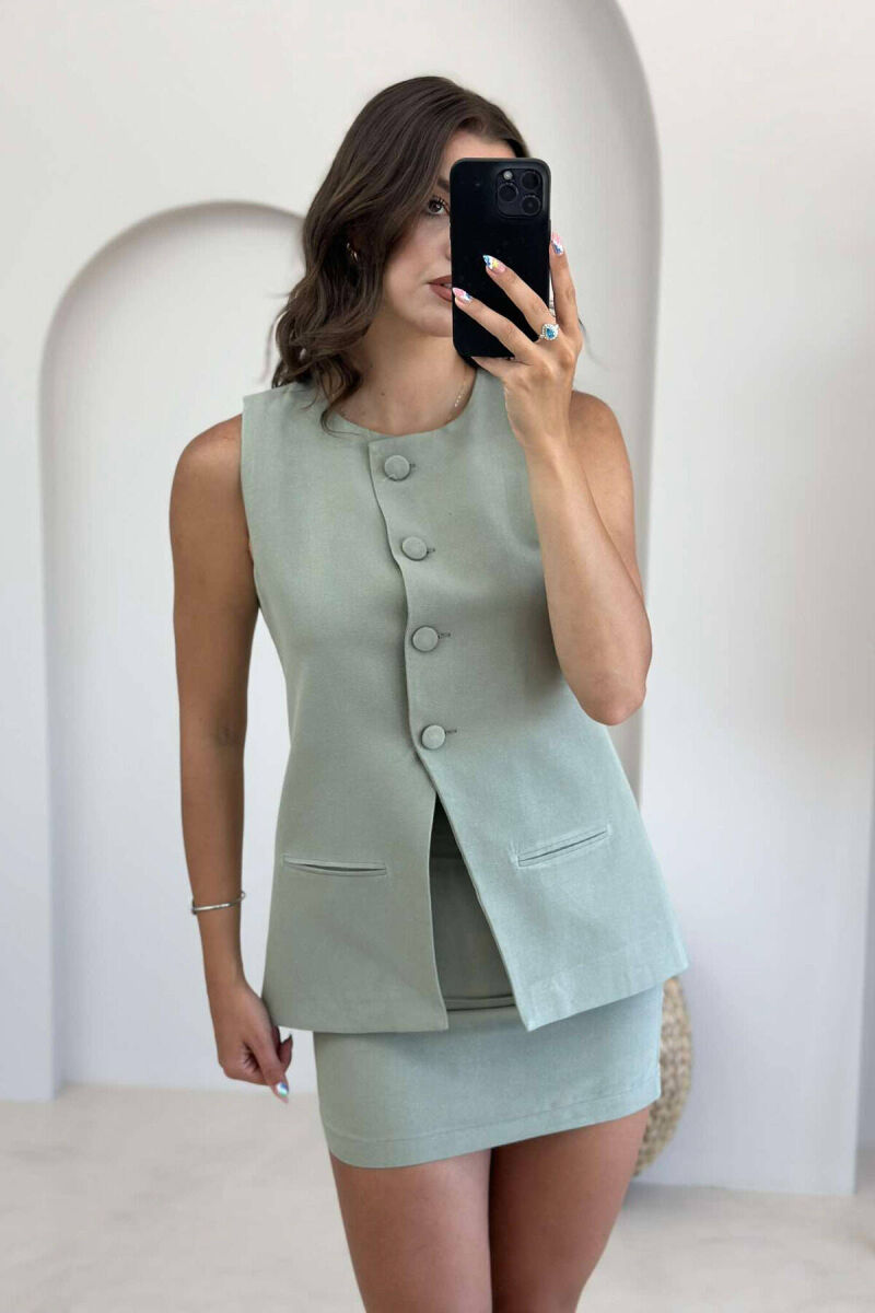 BUTTONS VEST AND SKIRT WOMAN SET MINT/MENTE - 7