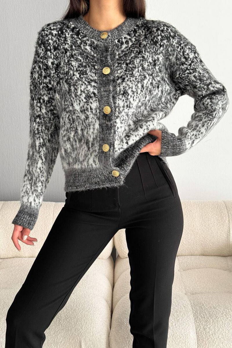 BUTTONS WOMAN CARDIGAN BLACK-WHITE/ZB - 3