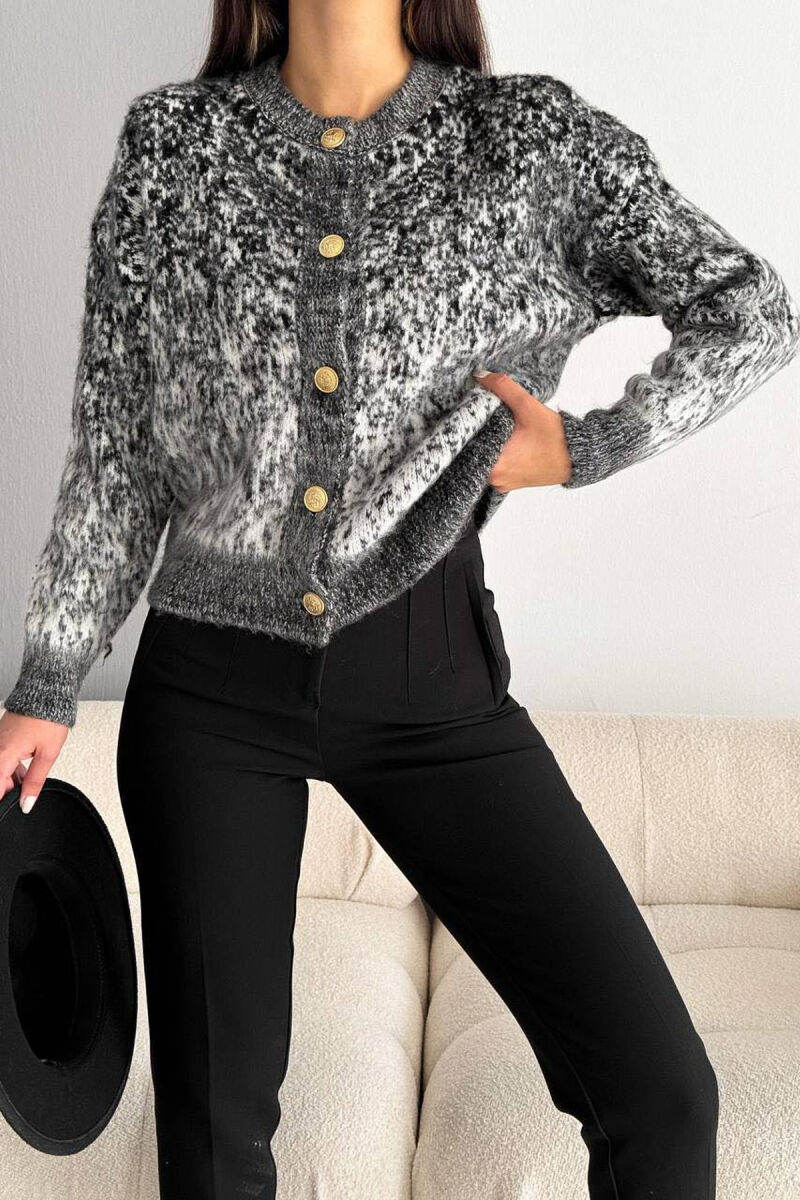 BUTTONS WOMAN CARDIGAN BLACK-WHITE/ZB - 5