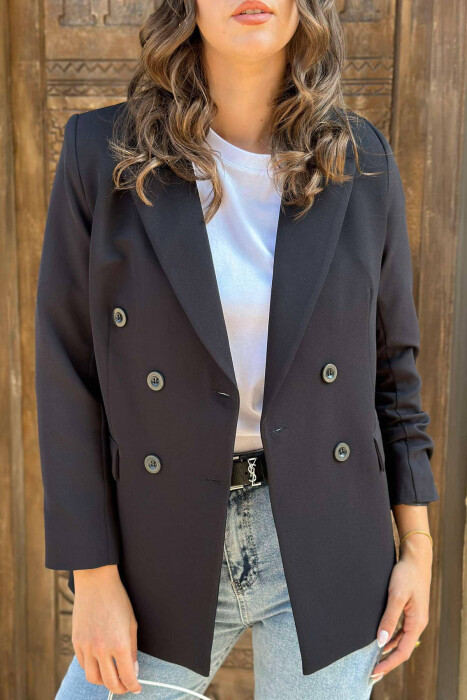 BUTTONS WOMAN JACKET IN BLACK COLOR - 5