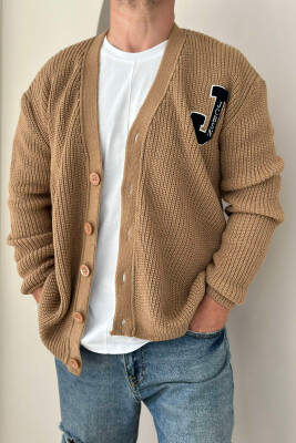 BUTTONS WRITTINGS ONE COLOR MEN CARDIGAN BEIGE/BEZHE 