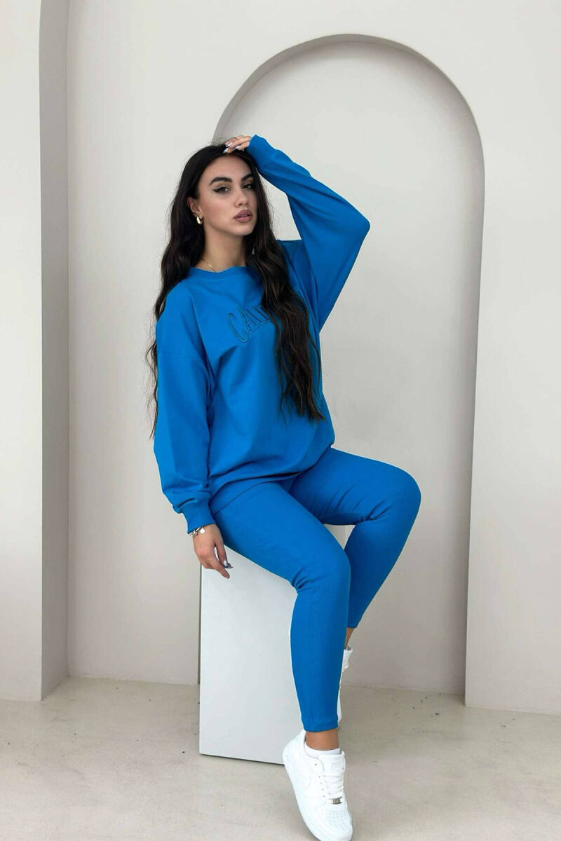 CALIFORNIA BLOUSE+LEGGINGS WOMEN SET BLUE/BLU - 1