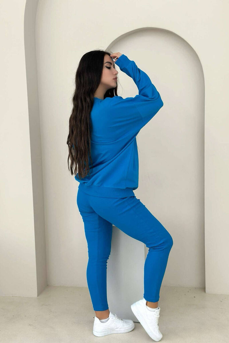 CALIFORNIA BLOUSE+LEGGINGS WOMEN SET BLUE/BLU - 3