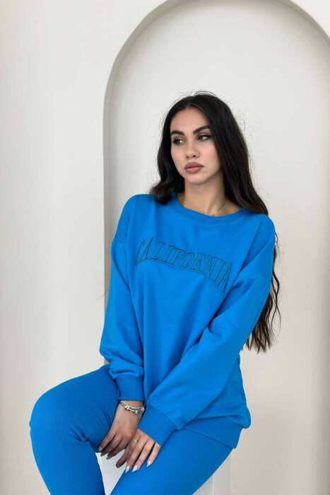 CALIFORNIA BLOUSE+LEGGINGS WOMEN SET BLUE/BLU - 4