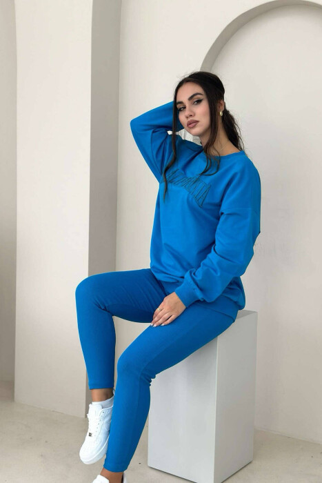 CALIFORNIA BLOUSE+LEGGINGS WOMEN SET BLUE/BLU - 5
