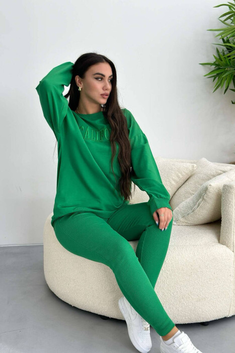 CALIFORNIA BLOUSE+LEGGINGS WOMEN SET GREEN/JESHILE 