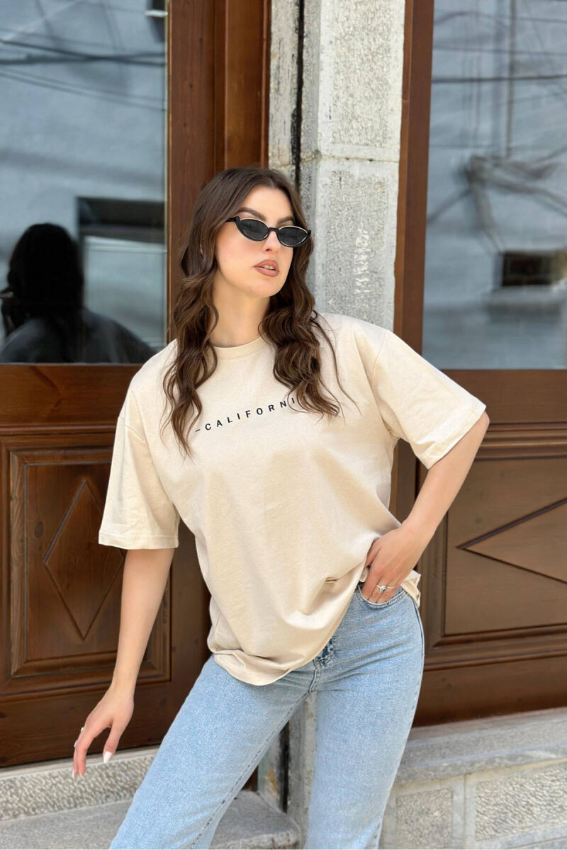 CALIFORNIA COTTON WOMAN T-SHIRT BEIGE/BEZHE - 1