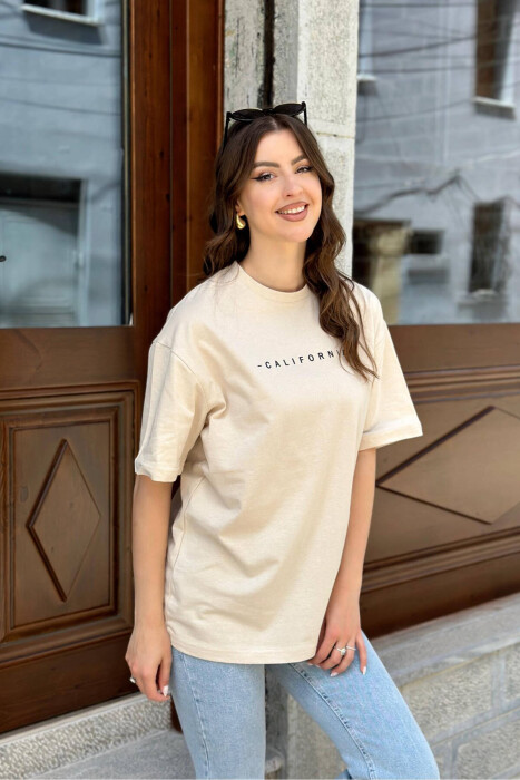 CALIFORNIA COTTON WOMAN T-SHIRT BEIGE/BEZHE - 3