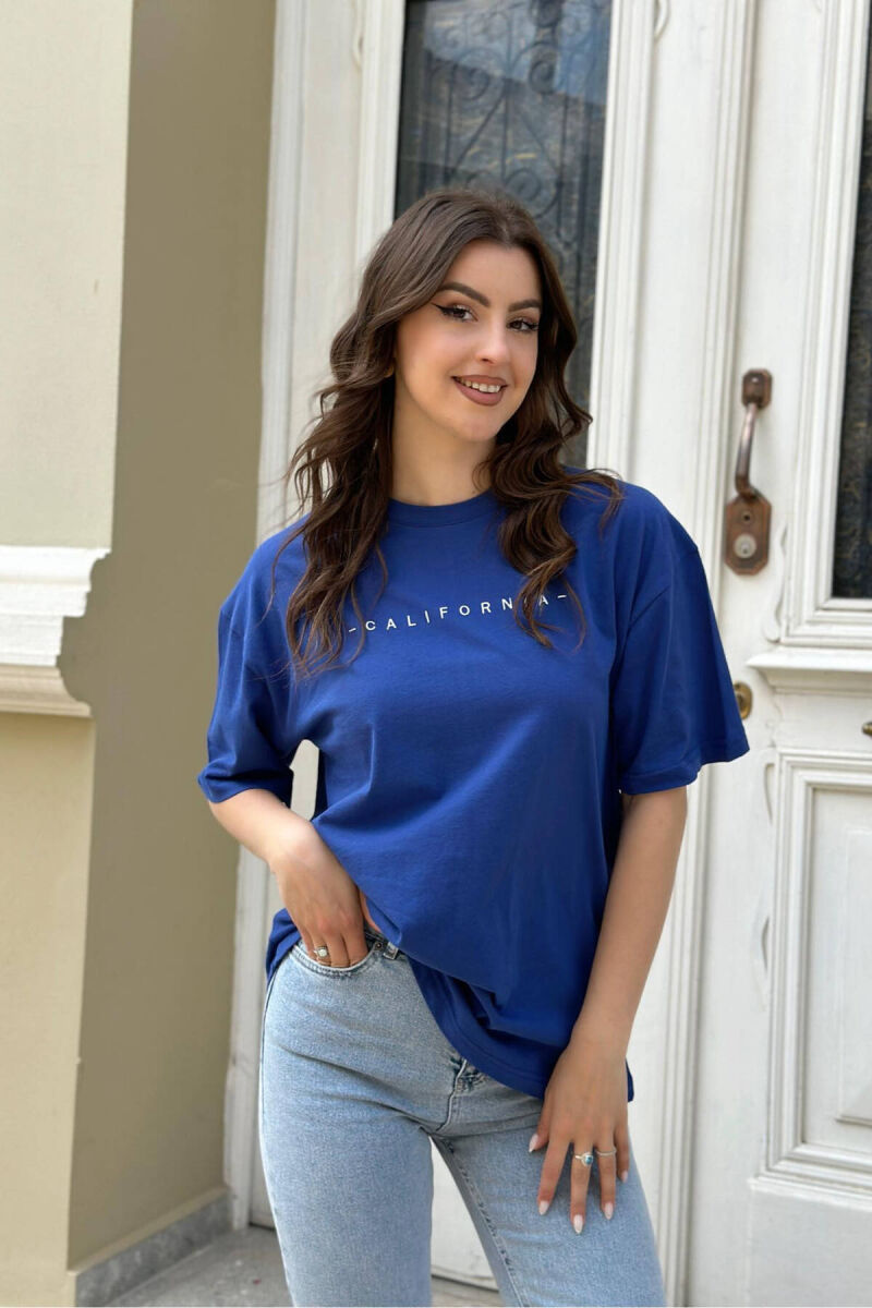 CALIFORNIA COTTON WOMAN T-SHIRT BLUE/BLU - 1