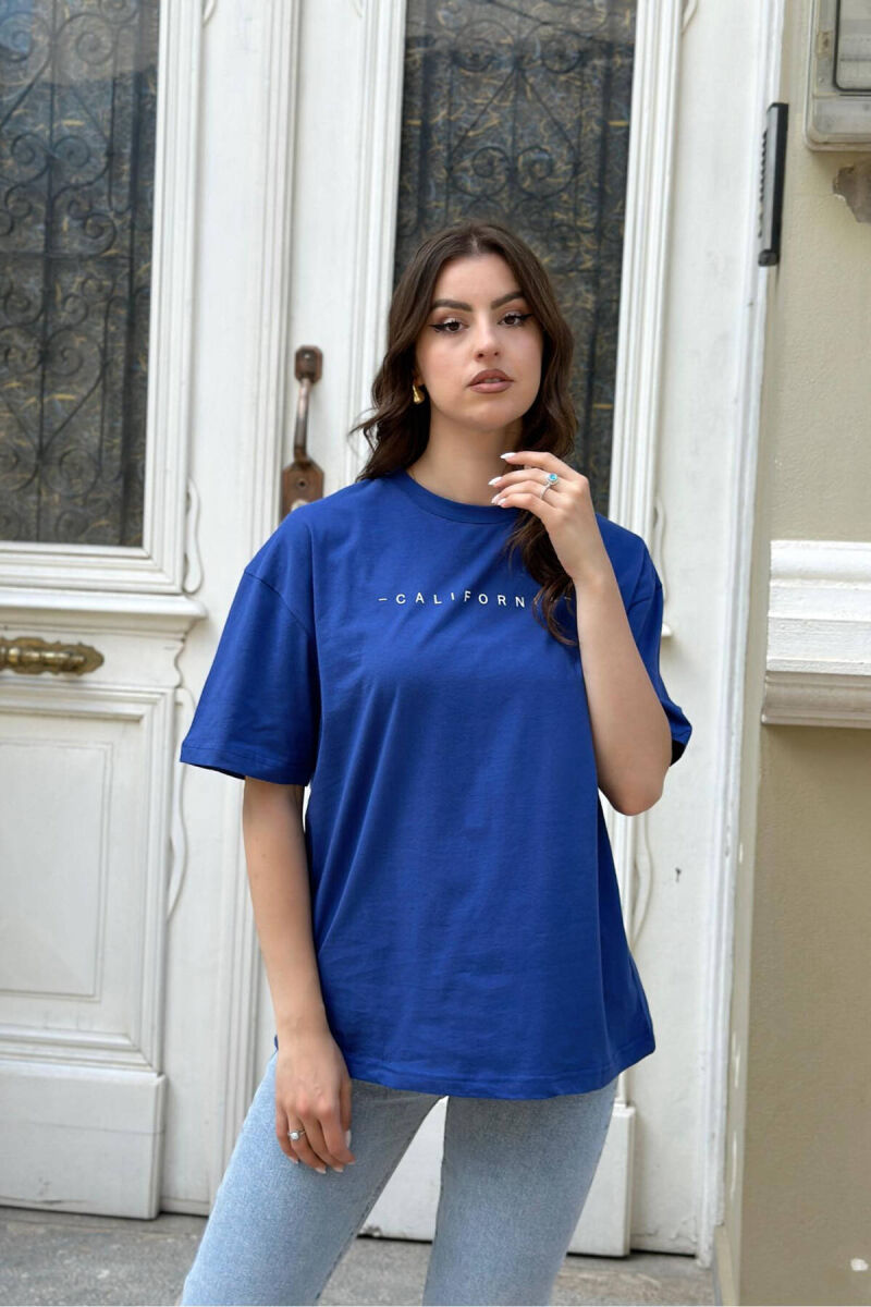 CALIFORNIA COTTON WOMAN T-SHIRT BLUE/BLU - 3