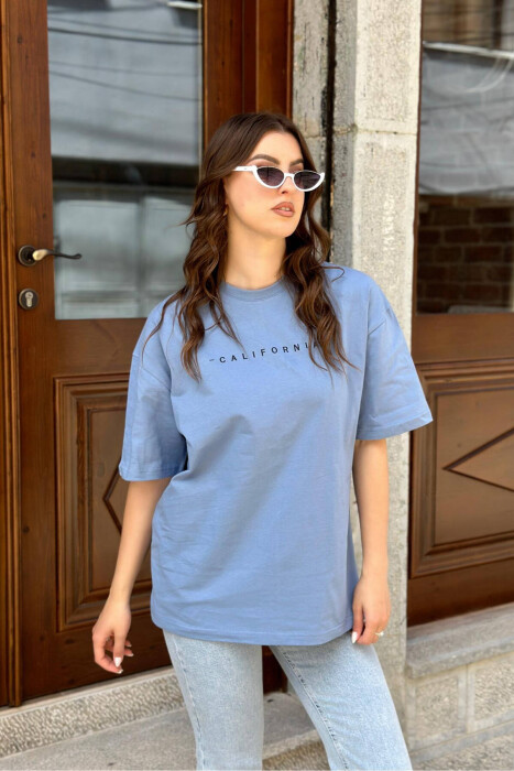 CALIFORNIA COTTON WOMAN T-SHIRT LIGHTBLUE/BZ - 2
