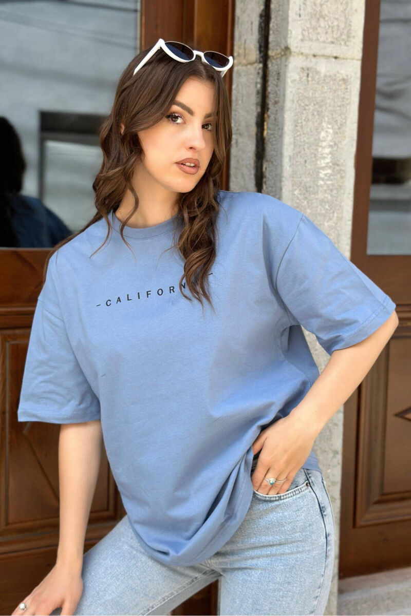 CALIFORNIA COTTON WOMAN T-SHIRT LIGHTBLUE/BZ - 3
