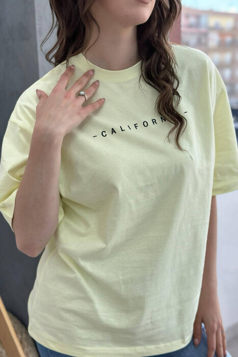 CALIFORNIA COTTON WOMAN T-SHIRT YELLOW/E VERDHE - 2