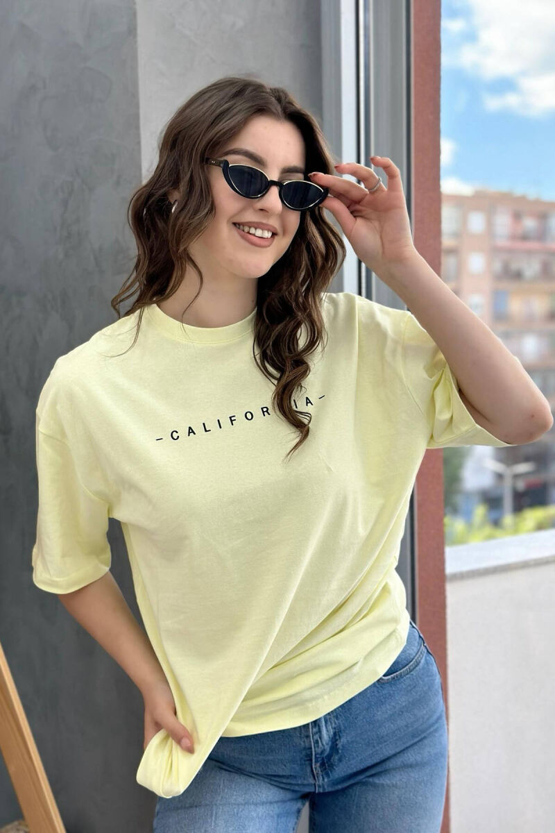CALIFORNIA COTTON WOMAN T-SHIRT YELLOW/E VERDHE - 3