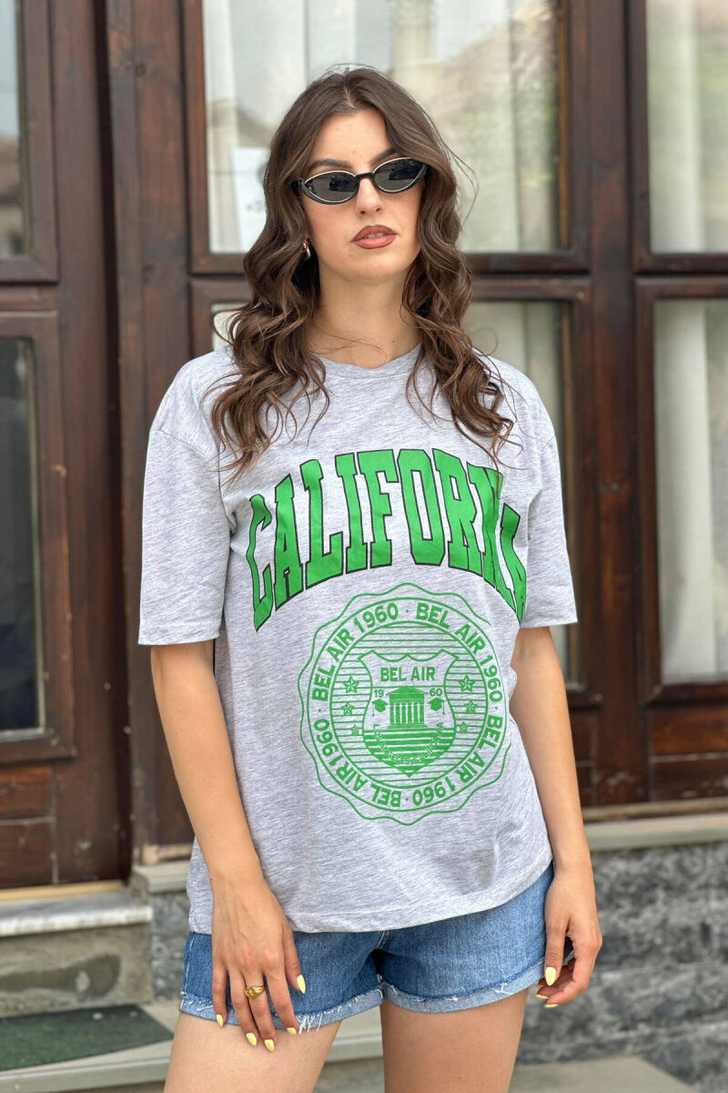 CALIFORNIA COTTON WOMEN T-SHIRT GREY/GRI - 1