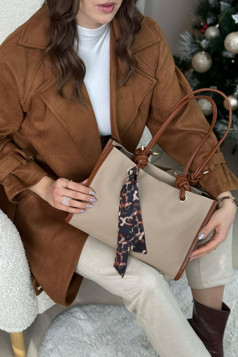 ÇANTE E THJESHTE ME DETAJIN E SHALLIT PER FEMRA NE NGJYRE BEZHE - 4