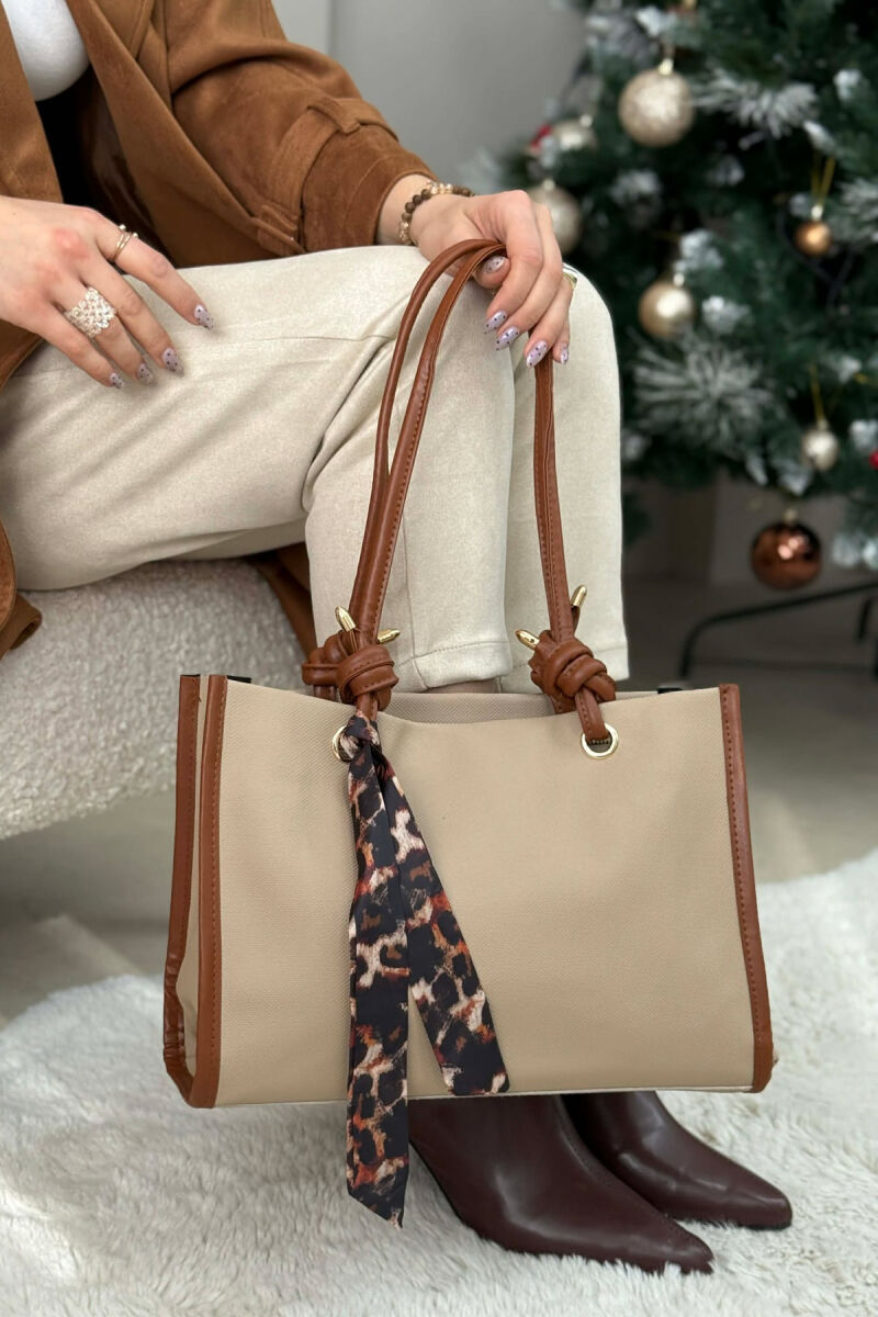 ÇANTE E THJESHTE ME DETAJIN E SHALLIT PER FEMRA NE NGJYRE BEZHE - 5