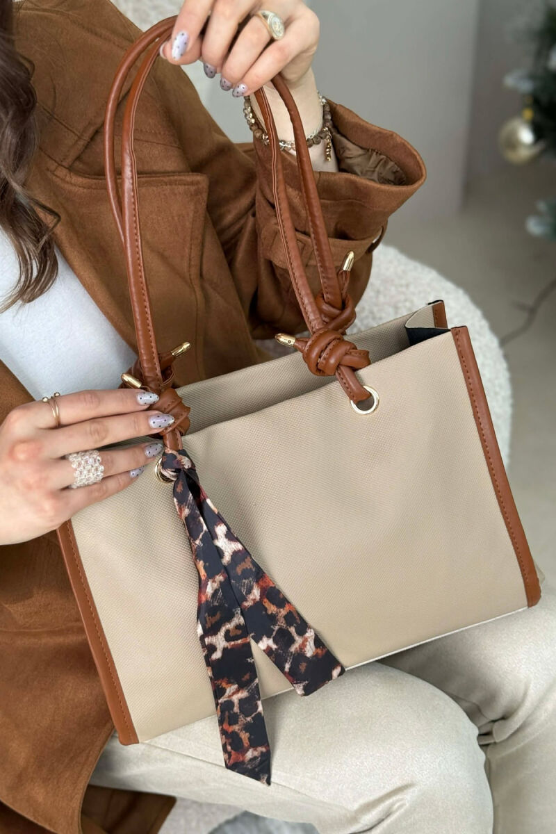 ÇANTE E THJESHTE ME DETAJIN E SHALLIT PER FEMRA NE NGJYRE BEZHE - 1