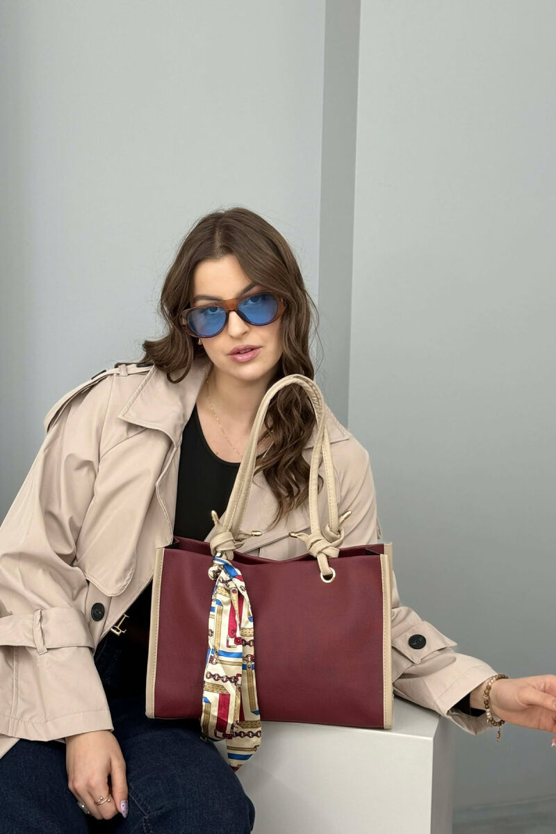 ÇANTE E THJESHTE ME DETAJIN E SHALLIT PER FEMRA NE NGJYRE VISHNJE - 3