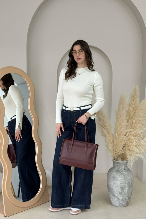 ÇANTE E THJESHTE NJE NGJYRESHE LEKURE PER FEMRA NE NGJYRE VISHNJE - 6