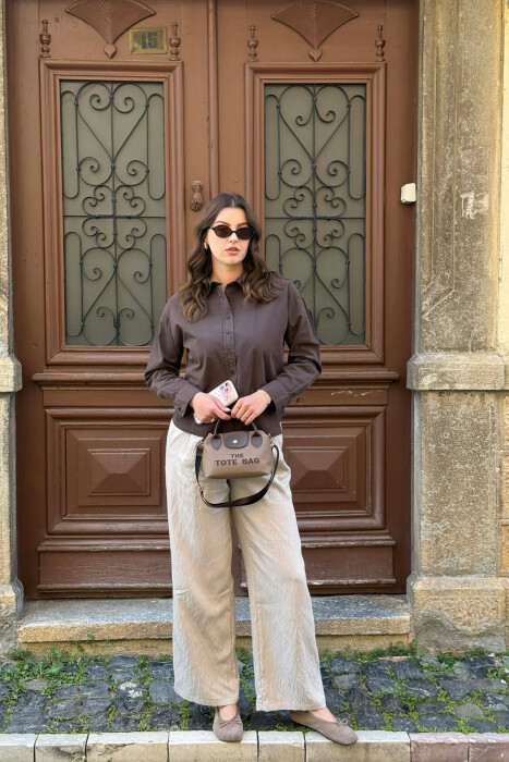 CANTE E VOGEL ME SHKRIM PARA PER FEMRA NE NGJYRE KAFE TE ZBARDHUR - 3