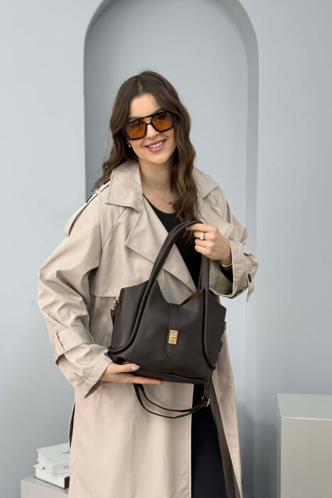 ÇANTE LEKURE E THJESHTE NJE NGJYRESHE PER FEMRA NE NGJYRE KAFE TE ERRET - 2