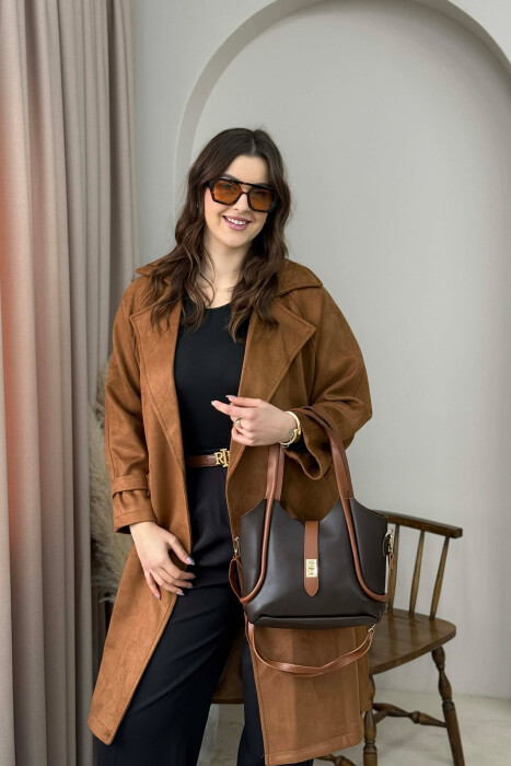 ÇANTE LEKURE E THJESHTE NJE NGJYRESHE PER FEMRA NE NGJYRE KAFE - 2