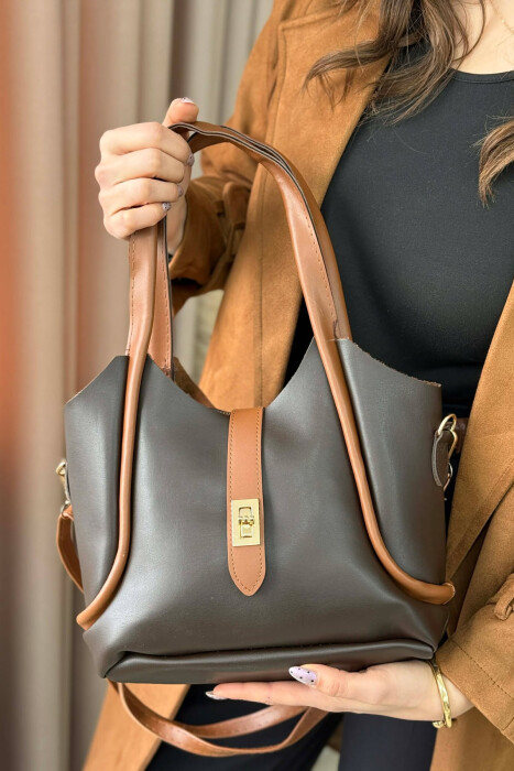 ÇANTE LEKURE E THJESHTE NJE NGJYRESHE PER FEMRA NE NGJYRE KAFE - 1