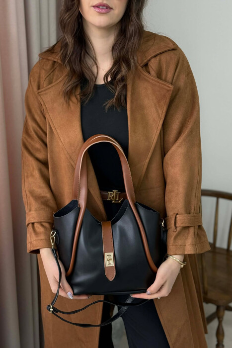 ÇANTE LEKURE E THJESHTE NJE NGJYRESHE PER FEMRA NE NGJYRE TE ZEZE ME KAFE - 4