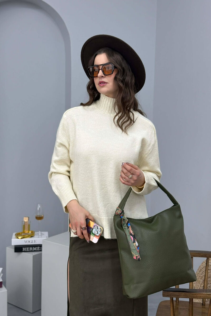 ÇANTE LEKURE ME DETAJIN E SHALLIT PER FEMRA NE NGJYRE JESHILE - 3