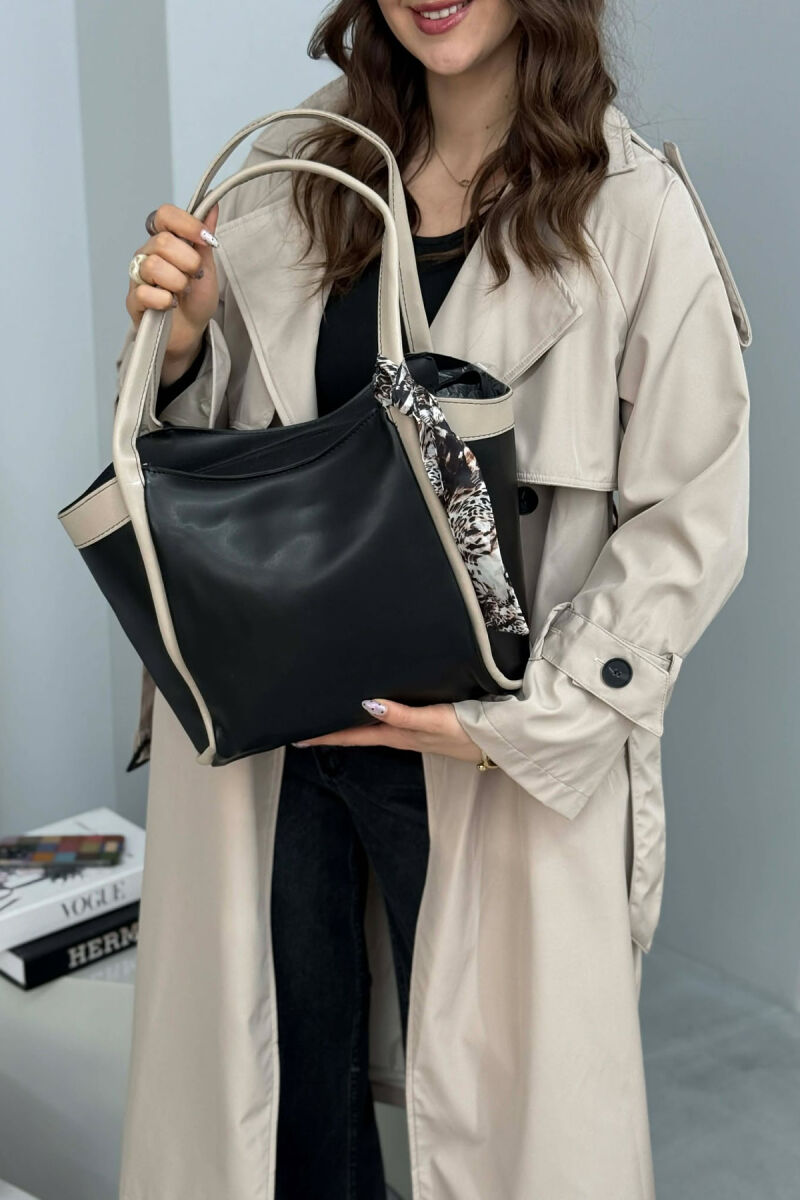 ÇANTE LEKURE ME DETAJIN E SHALLIT PER FEMRA NE NGJYRE TE ZEZE ME KREM - 3