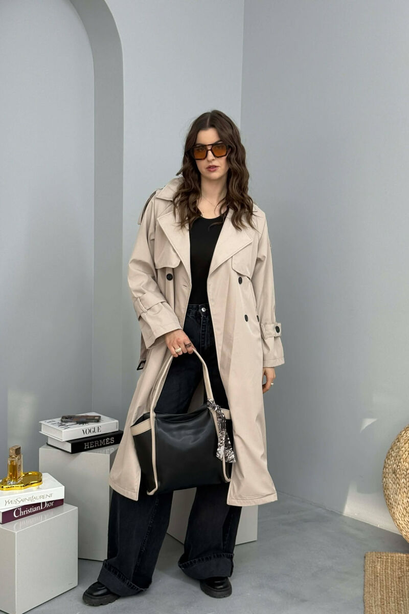 ÇANTE LEKURE ME DETAJIN E SHALLIT PER FEMRA NE NGJYRE TE ZEZE ME KREM - 5