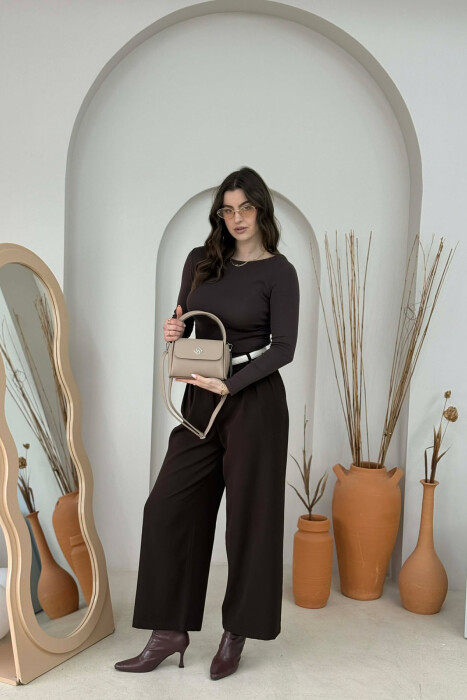 ÇANTE NJE NGJYRESHE LEKURE PER FEMRA NE NGJYRE BEZHE - 4