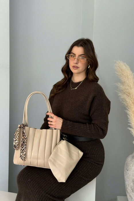 ÇANTE NJE NGJYRESHE ME DETAJIN E SHALLIT PER FEMRA NE NGJYRE BEZHE TE ZBARDHUR - 5