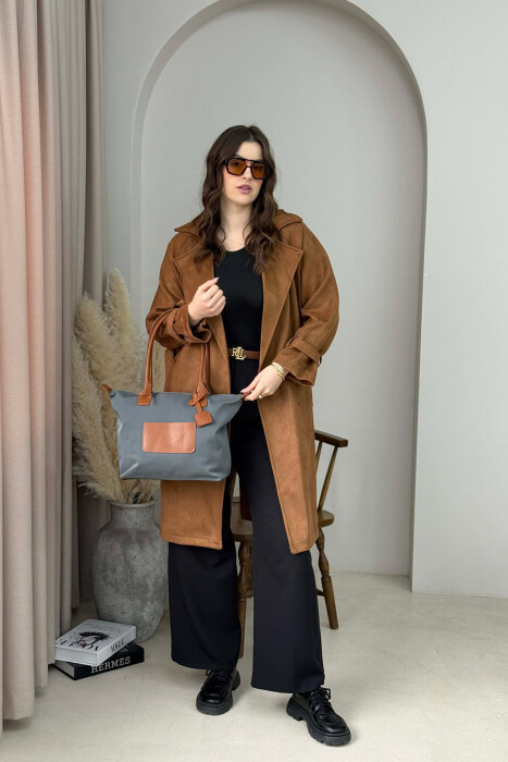 ÇANTE NJE NGJYRESHE ME ZINXHIR PER FEMRA NE NGJYRE GRI ME KAFE - 3