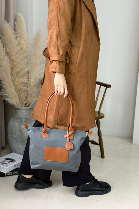 ÇANTE NJE NGJYRESHE ME ZINXHIR PER FEMRA NE NGJYRE GRI ME KAFE - 7