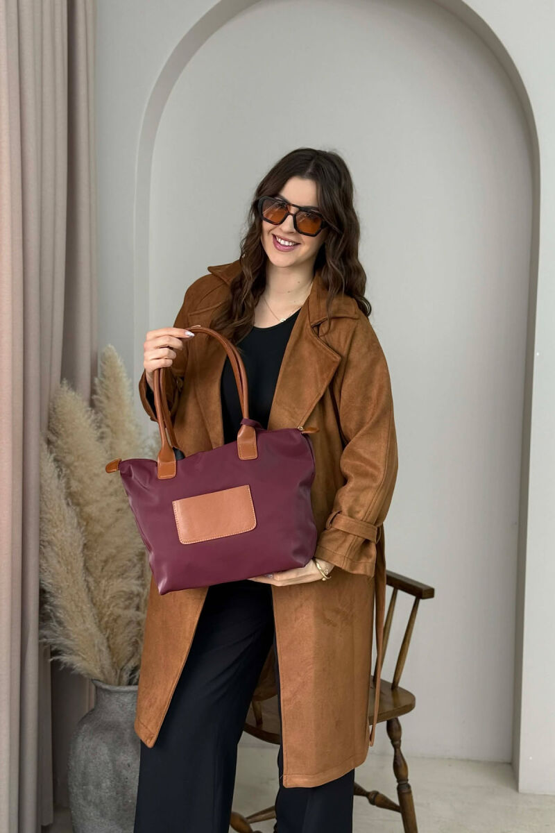 ÇANTE NJE NGJYRESHE ME ZINXHIR PER FEMRA NE NGJYRE VISHNJE ME KAFE - 2