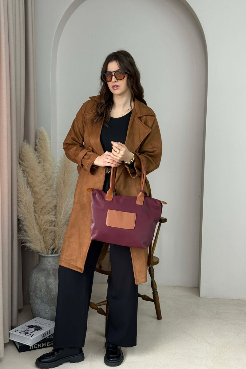 ÇANTE NJE NGJYRESHE ME ZINXHIR PER FEMRA NE NGJYRE VISHNJE ME KAFE - 4