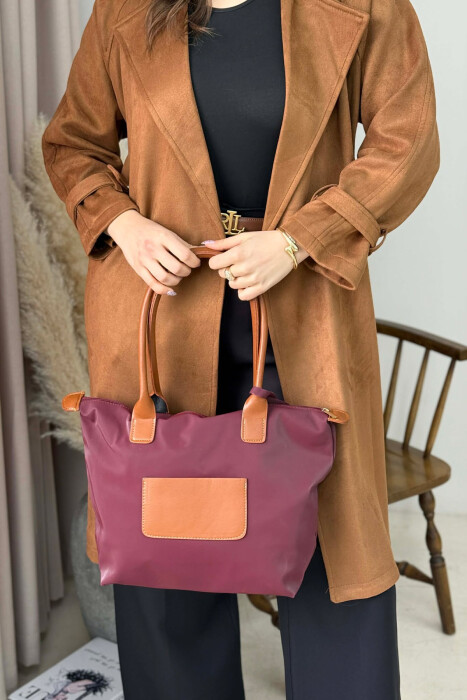 ÇANTE NJE NGJYRESHE ME ZINXHIR PER FEMRA NE NGJYRE VISHNJE ME KAFE - 5